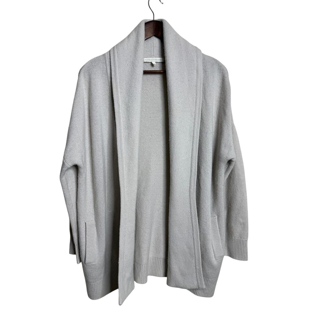 NAKEDCASHMERE 100% Cashmere Quiet Luxury Shawl Collar Cardigan Gray XS